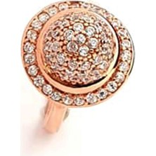 Ose Shop Zirkon taşlı 925 ayar gümüş rose şapka yüzük