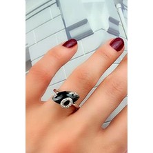 Ose Shop İtalyan tasarımı gümüş minimal oniks taşlı yüzük