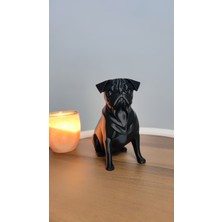 Pug Köpek Dekor Dekorasyon Biblo Heykel Ev Dekorasyonu Hediyelik 14 cm  Siyah Renk