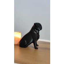 Pug Köpek Dekor Dekorasyon Biblo Heykel Ev Dekorasyonu Hediyelik 14 cm  Siyah Renk