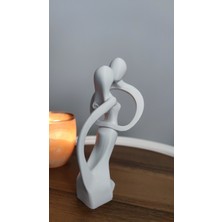 Sarılan Romantik Sevgili Dekor Dekorasyon Biblo Heykel Ev Dekorasyonu Hediyelik 17 cm  Beyaz