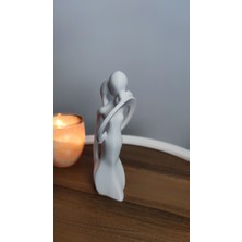 Sarılan Romantik Sevgili Dekor Dekorasyon Biblo Heykel Ev Dekorasyonu Hediyelik 17 cm  Beyaz