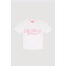 California Yazılı Kısa Kollu Tişört Beyaz