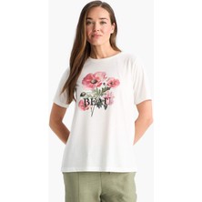 DeFacto Regular Fit Bisiklet Yaka Baskılı Kısa Kollu Tişört F4845AX25SM
