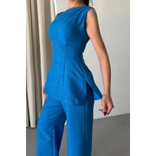 Supplierby Jakar Keten Kolsuz Bluz-Pantolon Tk - Mavi