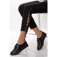 Tarçın Ayakkabı Hakiki Deri Siyah Kadın Deri Casual Ayakkabı TRC73-4101