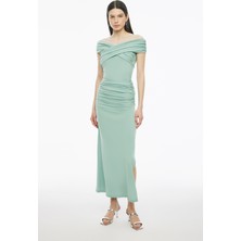 Mint Denias Slim Fit Yüksek Bel Midi Boy Etek