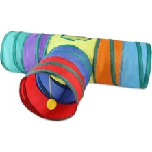 Pribor Kedi Oyun Tüneli T(Üçlü) Model Içerisinde Toplu Katlanabilir Gökkuşağı Renkli