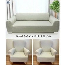 Baqdo Koltuk Örtüsü Jakarlı, Düz Desen 3+3+1+1 Lastikli Koltuk ,kanepe ,çekyat Örtüsü ,kılıfı Esnekli