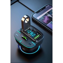 Tekno Grup Jops F9 Araç Fm Transmitter 5.3 Bluetooth Araç Kiti USB ve Type-C 18W Hızlı Şarj Çıkışlı Çakmaklık Girişli Siyah
