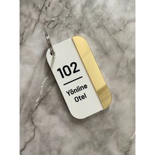 Beyaz&gold Pleksi Kişiselleştirilebilir Otel Bungalov Apart Anahtarlık