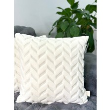 Bohem Özel Tasarım Punch Panç Desen Ekru Dekoratif Kırlent Kılıfı Sarmaşık Desen 45X45 cm