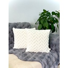 2'li Set Bohem Özel Tasarım Punch Panç Desen Ekru Dekoratif Kırlent Kılıfı Sarmaşık  45X45 cm
