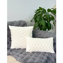 2'li Set Bohem Özel Tasarım Punch Panç Desen Ekru Dekoratif Kırlent Kılıfı Sarmaşık  45X45 cm
