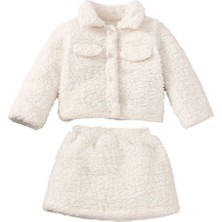 Kız Çocuk Müslin Astarlı Etekli Peluş Ikili Takım