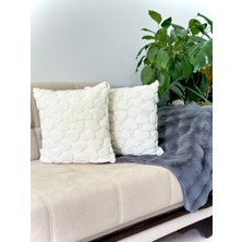 Bohem Özel Tasarım Punch Panç Desen Ekru Dekoratif Kırlent Kılıfı Kalp 45X45 cm