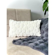 Bohem Özel Tasarım Punch Panç Desen Ekru Dekoratif Kırlent Kılıfı Kalp 28X50 cm