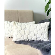 Bohem Özel Tasarım Punch Panç Desen Ekru Dekoratif Kırlent Kılıfı Kalp 28X50 cm