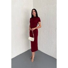Neşeli Butik Kadın Sandy Büzgü Detaylı Uzun Kalem Elbise NBTG002