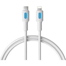 Metrashop Coral iPhone Uyumlu Type C-Lightning Pd Hızlı Şarj Kablosu, Beyaz Kablo, Mavi/beyaz Uçlar (150 Cm)