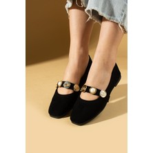 Pembe Potin Inci Detaylı Tek Bantlı Rahat Taban Kadın Babet 81-160-25SÜET