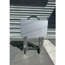 (Düz Gümüş Gri) Çanta Sehpa, Sehpa, Zigon, 4lü Zigon, Çanta Sehpa, Mebran Çanta Sehpa, Mdf Sehpa