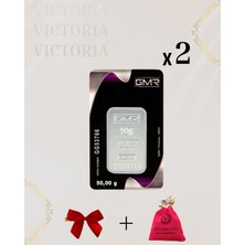 Victoria Gold Sertifikalı 2 Adet 50 Gr Külçe Gümüş 999 Ayar