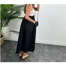 Bel Bağlamalı Etek Ucutektaraflı Yırtmaç Detaylı Etek