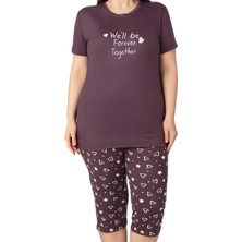 Guava Kadın Bisiklet Yaka Düğmesiz Battal Kesim Viskon Kısa Kol Kapri Cepli Büyük Beden Pijama Takımı