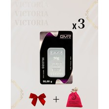 Vıctorıa Gold Sertifikalı 3 Adet 50 gr Külçe Gümüş 999 Ayar