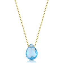 Blue Topaz Damla Taşlı Kolye