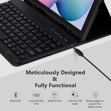 Samsung Galaxy Tab S8 Kılıf Yatay Standlı Kalem Bölmeli Bluetooth Özellikli Türkçe Q Klavyeli Kılıf (SM-X700)