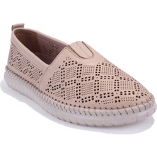 Dagoster DZA07-1236031 Bej Ortopedik Günlük Deri Kadın Ayakkabı