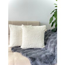 Bohem Özel Tasarım Punch Panç Desen Ay Taşı Beji Dekoratif Kırlent Kılıfı Teddy Kırlent 45X45 cm