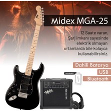 Midex RPH-31BK-25AMP Solak Elektro Gitar 25W Amfili Full Set