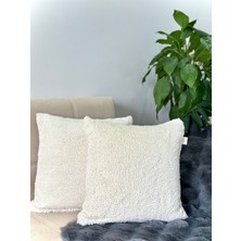 2'li Set Bohem Özel Tasarım Punch Panç Desen Ay Taşı Beji Dekoratif Kırlent Kılıfı Teddy Kırlent 45X45 cm