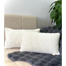 2'li Set Bohem Özel Tasarım Punch Panç Desen Ay Taşı Beji Dekoratif Kırlent Kılıfı Teddy Kırlent 28X50CM