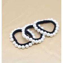 3 Adet Inci Detaylı Siyah Lastik Toka