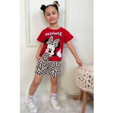 Deniz Home Wear Pamuk Penye Trent Baskılı Yazlık Kısa Kollu Kız Çocuk Şort Takımı