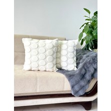 Bohem Özel Tasarım Punch Panç Desen Ekru Dekoratif Kırlent Kılıfı Point 45 x 45  cm