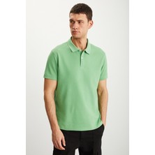 Grimelange Tarnex Erkek %100 Pamuk Kısa Kollu Regular Fit Yeşil Polo Yaka T-shirt