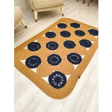 Jüt Hasır Görünümlü Desenli Modern El Örgüsü Dikdörtgen Halı Kilim