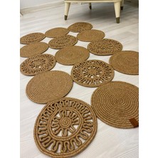 Jüt Hasır Görünümlü Desenli Modern El Örgüsü Dikdörtgen Halı Kilim