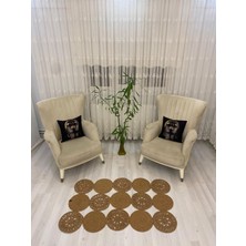 Jüt Hasır Görünümlü Desenli Modern El Örgüsü Dikdörtgen Halı Kilim