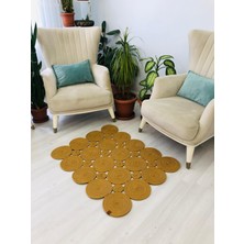 Jüt Hasır Görünümlü Desenli Modern El Örgüsü Dikdörtgen Halı Kilim