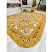 Jüt Hasır Görünümlü Desenli Modern El Örgüsü Dikdörtgen Halı Kilim