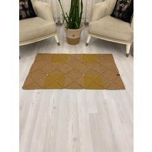 Jüt Hasır Görünümlü Desenli Modern El Örgüsü Dikdörtgen Halı Kilim