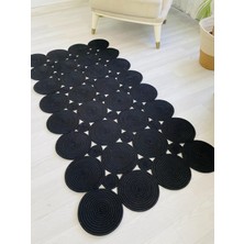 Jüt Hasır Görünümlü Desenli Modern El Örgüsü Dikdörtgen Halı Kilim