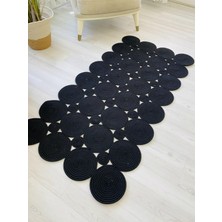 Jüt Hasır Görünümlü Desenli Modern El Örgüsü Dikdörtgen Halı Kilim
