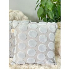 2'li Set Bohem Özel Tasarım Punch Panç Desen Açık Gri Dekoratif Kırlent Kılıfı Point 45 x 45  cm